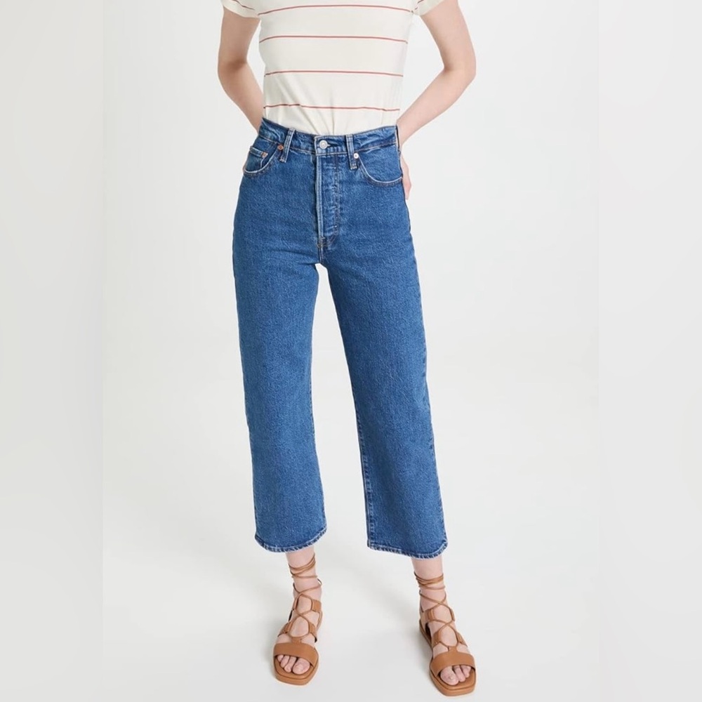 Levi’s Ribcage Straight Ankle Blue Wash Women's Jeans - Picture 4 of 7